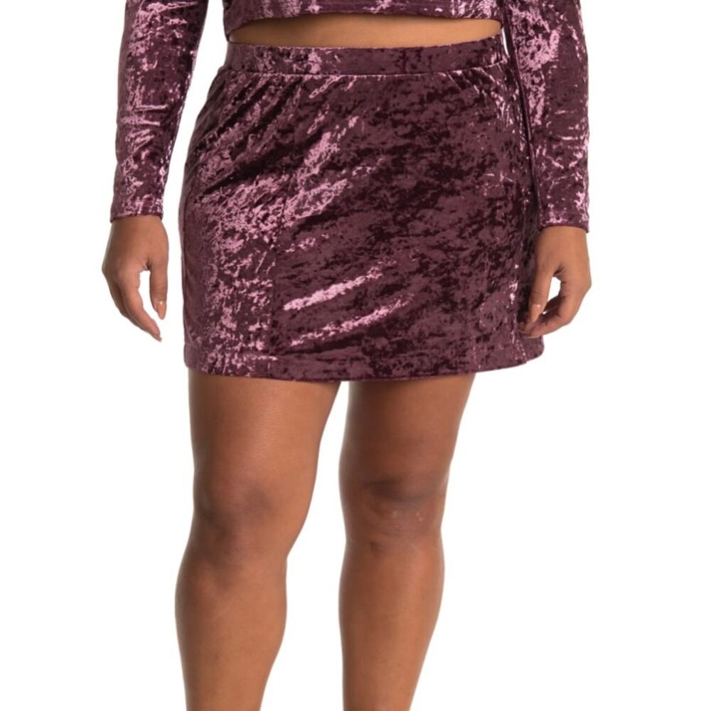 Abound Burgundy Stem Velour Mini Skirt